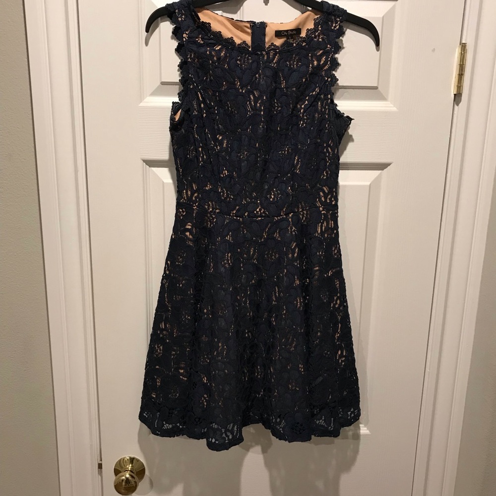 City Studio Navy Lace Dress; Size 5